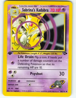 Sabrina's Kadabra - 1st Edition - 58/132 Gym Challenge - Pokemon TCG - 2000 - Image 1