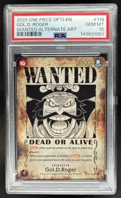 2025 One Piece Gol D. Roger Wanted Alternate Art #OP09-118 PSA 10 GEM MINT - Image 1