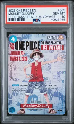 2026 One Piece EN College Basketball US Voyage #055 Monkey D Luffy PSA 10 - Image 1