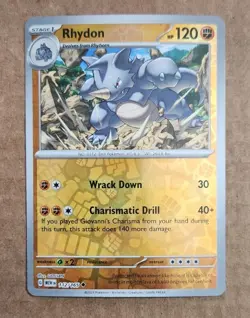 Pokemon TCG - Rhydon 112/165 - Reverse Holo Card - Scarlet & Violet 151 - Image 1
