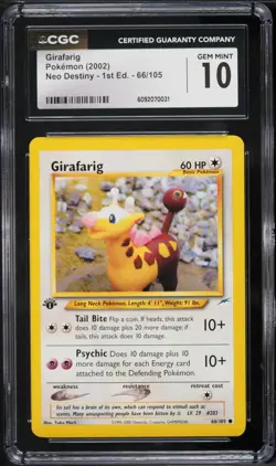 Pokemon 2002 Girafarig Neo Destiny 1st Edition #66 CGC 10 GEM MINT - Image 1