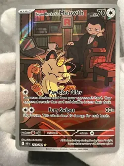 Pokemon TCG Team Rocket's Meowth 203/182 Destinted Rivals Illustration Rare NM - Image 3