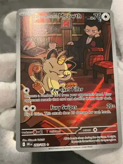 Pokemon TCG Team Rocket's Meowth 203/182 Destinted Rivals Illustration Rare NM - Image 4