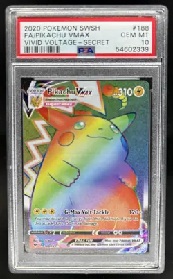 2020 Pokemon SWSH Vivid Voltage Pikachu VMAX #188/185 PSA 10 GEM MINT - Image 1