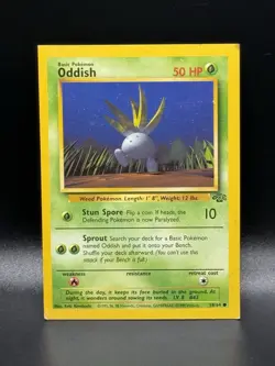 Oddish 58/64 LP - Original 1999 Jungle Pokemon - Error Square cut Rare Vintage - Image 1