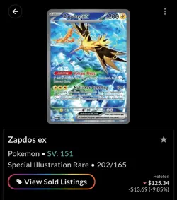 Pokemon Zapdos EX Scarlet & Violet 151 Sir #202/165 Near Mint Condition - Image 2