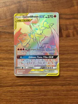 Charizard & Braixen Tag Team GX 251/236 Rainbow Holo Secret Rare Pokemon - Image 1