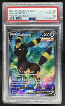 2021 Pokemon SWSH Evolving Skies Umbreon V #188/203 PSA 10 GEM MINT - Image 1