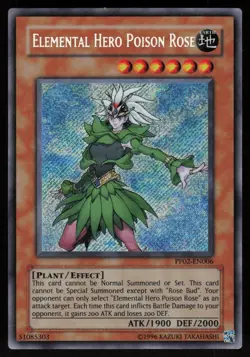 Elemental Hero Poison Rose PP02-EN006 Secret Rare ERROR Yu-Gi-Oh - Image 1