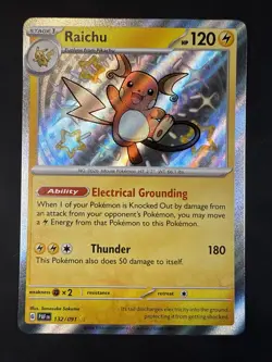 Pokemon TCG Raichu Holo Shiny Rare Card Paldean Fates 132/091 SV NM Condition - Image 1