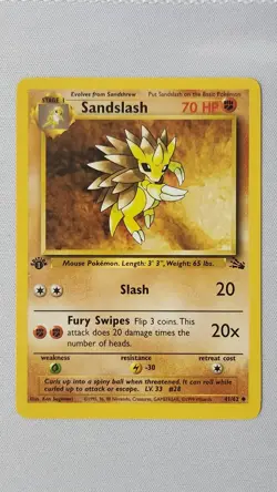 Sandslash 41/62 Pokemon Card TCG Fossil First Edition Non Holo LP - Image 1