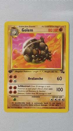Golem 36/62 Pokemon Card TCG Fossil First Edition Non Holo LP - Image 1