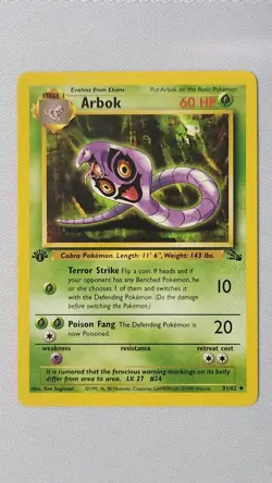 Arbok 31/52 Pokemon Card TCG Fossil First Edition Non Holo LP - Image 1