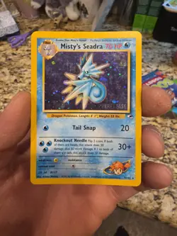 Prerelease Misty's Seadra 9/132 Gym Heroes Holo Rare Vintage Pokemon Card - Image 1