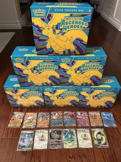 Ascended Heroes 6 Opened ETBs 500+ Bulk Cards, Holo Reverse Holo IR/UR Pokemon - Image 1