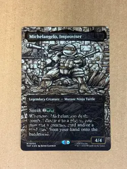 MTG TMNT Michelangelo, Improviser #304 Borderless Gold Foil Signature Mythic NM - Image 5
