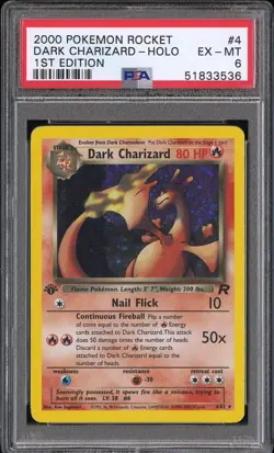 💫 SWIRL 💫 2000 POKEMON ROCKET 1ST ED #4 DARK CHARIZARD-HOLO PSA 6 - Image 1