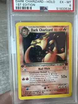 💫 SWIRL 💫 2000 POKEMON ROCKET 1ST ED #4 DARK CHARIZARD-HOLO PSA 6 - Image 5