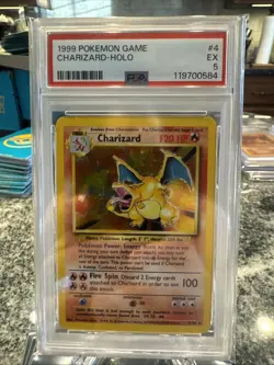 1999 Pokemon Base Set Unlimited CHARIZARD PSA 5 Holo 4/102 - Image 1