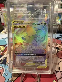 Pokemon TCG Venusaur & Snivy GX Cosmic Eclipse Rainbow Rare 249/236 TAG 8 - Image 1