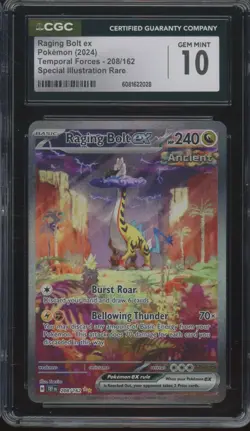 2024 Pokemon Temporal Forces #208 Raging Bolt ex Gem Mint CGC 10 - Image 1