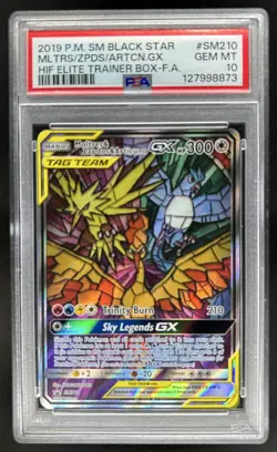 2016-19 Pokemon Black Star Promos Moltres Zapdos Articuno Tag Team #SM210 PSA 10 - Image 1
