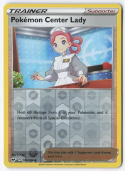 Pokemon Center Lady Reverse Holo SWSH01: Sword & Shield Base Set 176/202 NM - Image 1