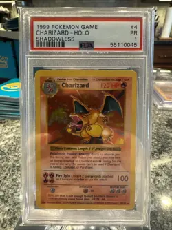 1999 POKEMON BASE SET SHADOWLESS #4 CHARIZARD HOLO PSA 1 - Image 1
