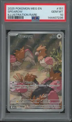 2025 Pokemon MEG EN Illustration Rare #151 Spearow Gem Mint PSA 10 - Image 1
