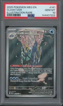 2025 Pokemon MEG EN Illustration Rare #141 Clawitzer Gem Mint PSA 10 - Image 1