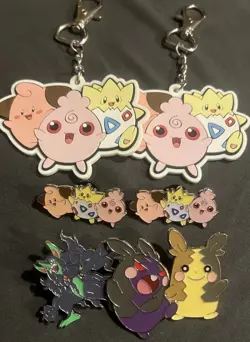 Pokemon "Small But Mighty" Cleffa Igglybuff Togepi Enamel Pin & Keychain + MORE - Image 1