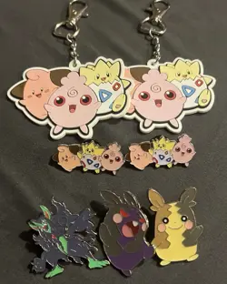 Pokemon "Small But Mighty" Cleffa Igglybuff Togepi Enamel Pin & Keychain + MORE - Image 2