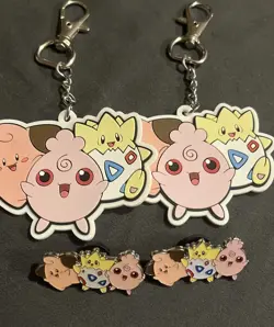 Pokemon "Small But Mighty" Cleffa Igglybuff Togepi Enamel Pin & Keychain + MORE - Image 3