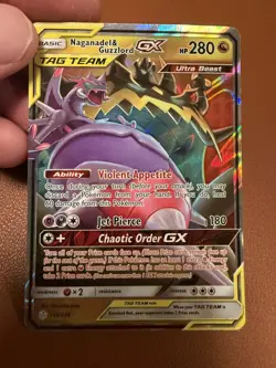 2019 Pokemon SM Cosmic Eclipse Naganadel Guzzlord Tag Team Holo #158/236 - Image 1
