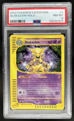 2002 Pokemon Expedition Set Alakazam Holo #1/165 PSA 8 - Image 1