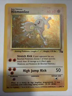 Pokemon Fossil Hitmonlee Holo 7/62 Unlimited 1999 WOTC Rare - Image 2