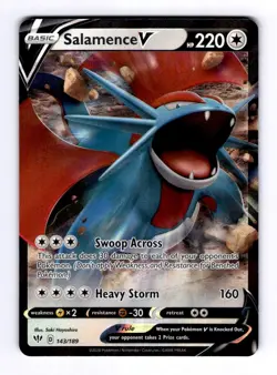 Salamence V SWSH03: Darkness Ablaze #143 (2020) Ultra Rare Holo NM Pokemon - Image 1