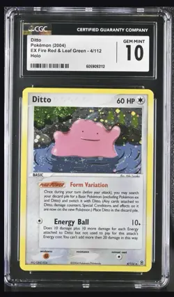 2004 Pokemon Ditto 4/112 EX FireRed & LeafGreen Holo CGC 10 Gem Mint Low Pop - Image 1