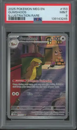 2025 Pokemon MEG EN Illustration Rare #153 Gumshoos Mint PSA 9 - Image 1