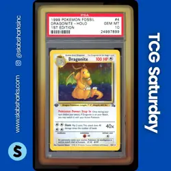 1999 POKEMON FOSSIL 1ST EDITION #4/62 DRAGONITE HOLO RARE PSA 10 - Image 1