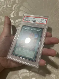 Bazoo the Soul-Eater / Fissure DB1-EN117 Yugioh MISPRINT Wrong Name Rare PSA 8💎 - Image 2