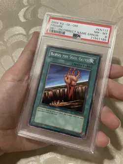 Bazoo the Soul-Eater / Fissure DB1-EN117 Yugioh MISPRINT Wrong Name Rare PSA 8💎 - Image 5