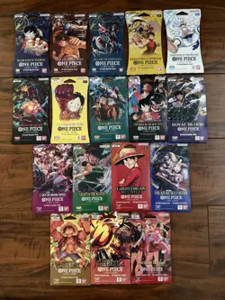 One Piece Sleeved booster Packs Eng LOT. OP-01 - OP-14 & PRB-01 PRB-02 & EB-03 - Image 1