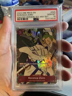 Roronoa Zoro (English Version 1st Anniversary Set) OP01-025 One Piece PSA 10 - Image 1