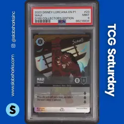 2023 DISNEY LORCANA RISE OF THE FLOODBORN MAUI - DEMIGOD PROMO #23/P1 MAUI PSA 9 - Image 1