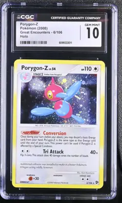 CGC 10 GEM MINT Porygon-Z 2008 Great Encounters 6/106 Holo SWIRL Pokemon Card - Image 1