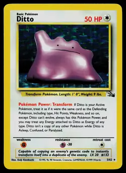 Pokemon Card - Ditto Fossil 3/62 Holo Rare - Image 1