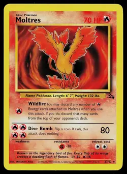 Pokemon Card - Moltres Fossil 27/62 Rare - Image 1