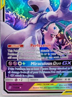 Pokemon Mewtwo Mew Tag Team GX TCG Holo Card Unified Minds 71/236 World Champion - Image 5