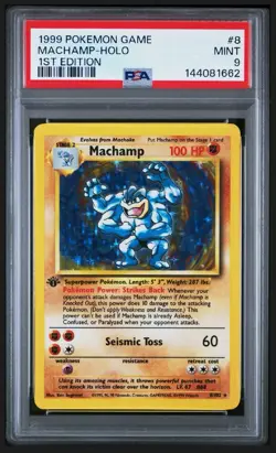 1999 Pokemon Game MACHAMP 1st EDITION Holo Rare MINT PSA 9 8/102 #8 - Image 1